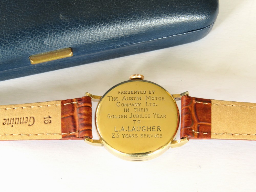 Gents 9ct gold Smiths De Luxe wrist watch, Austin Motors, 1954 View IV