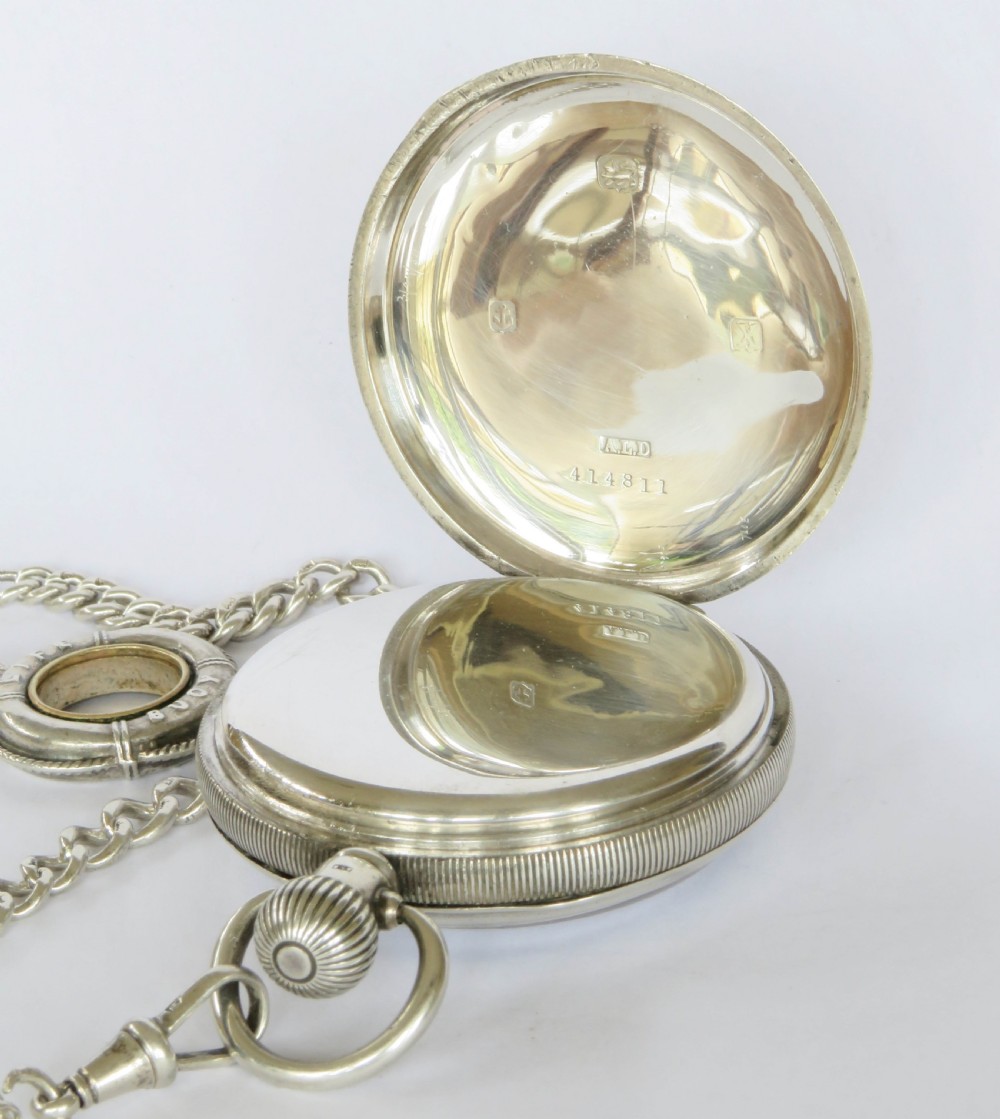 Antique silver Syren pocket watch and chain View III