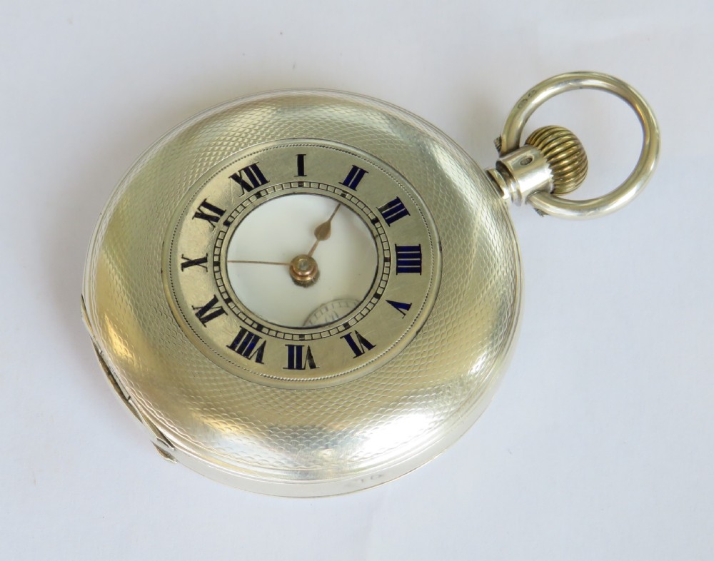 Antique silver Omega half hunter pocket watch