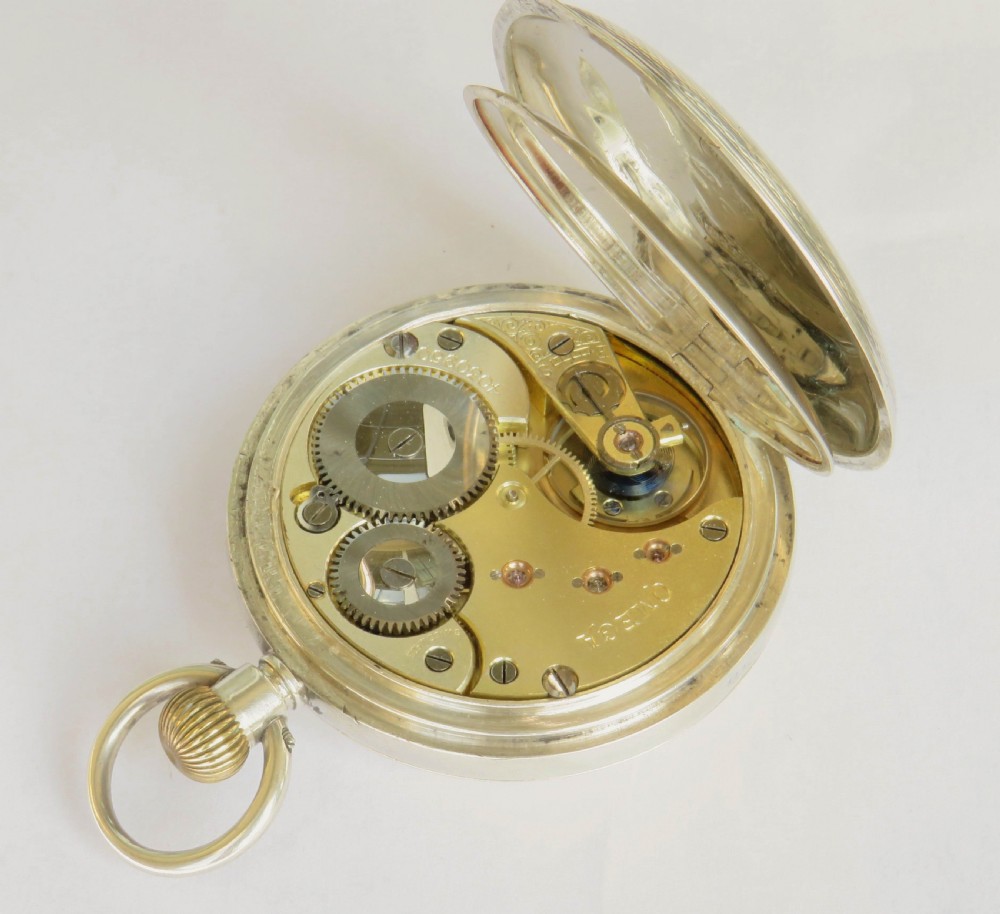 Antique silver Omega half hunter pocket watch View V