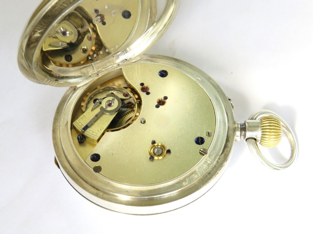 Antique silver half hunter pocket watch, military link View IV