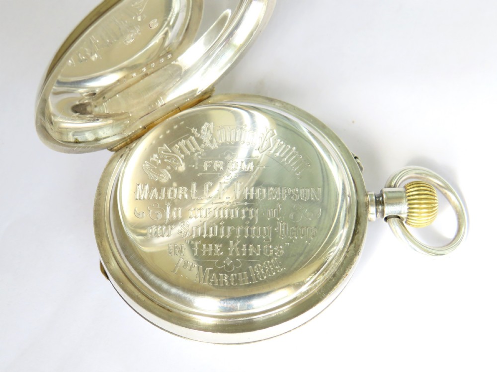 Antique silver half hunter pocket watch, military link View V