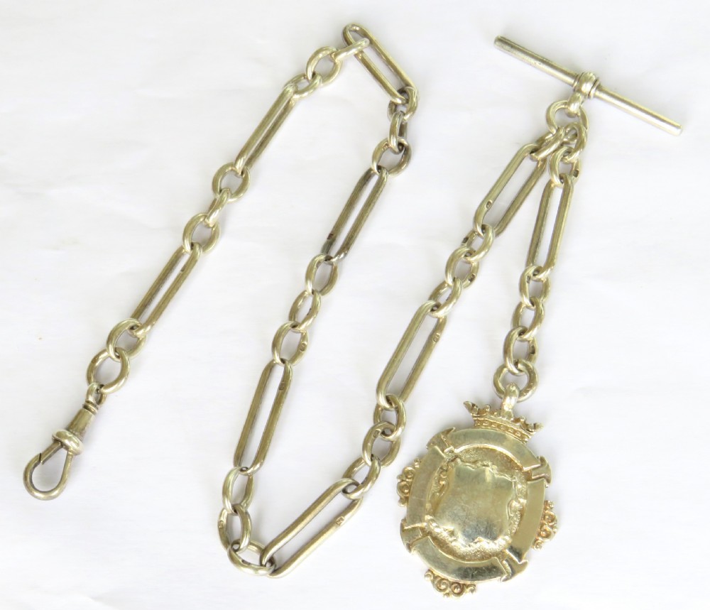 Antique silver Churchill chain and fob