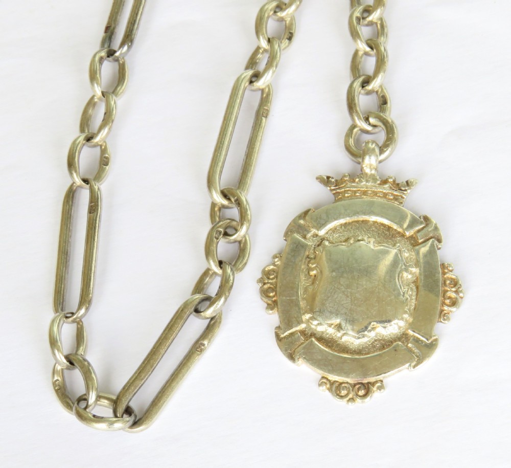Antique silver Churchill chain and fob View II