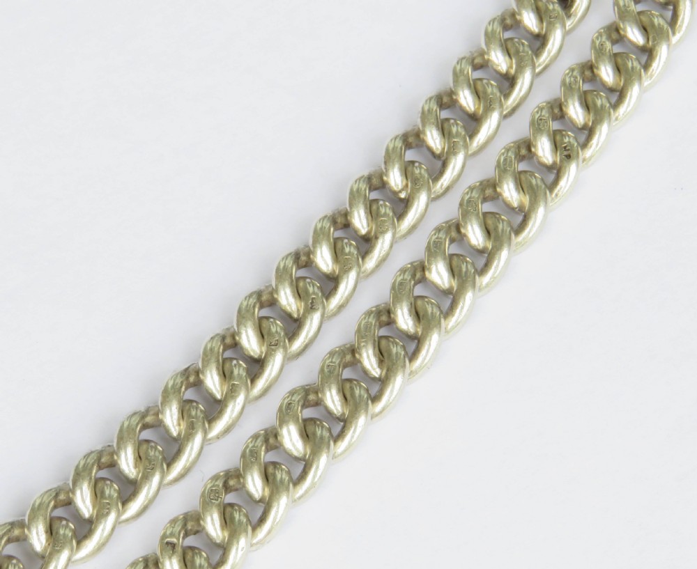 Antique silver double watch chain and fob View IV