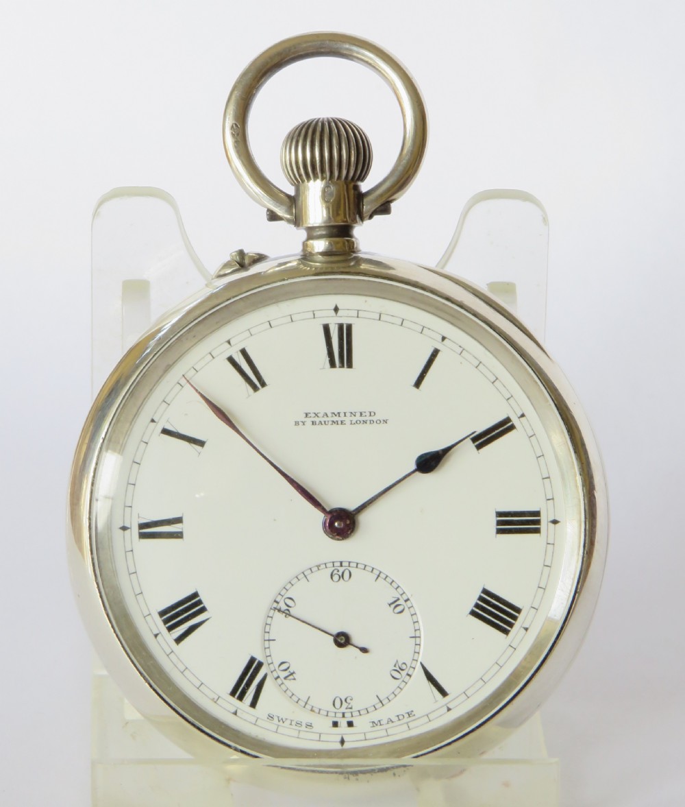 Antique silver Longines pocket watch, 1911 View II