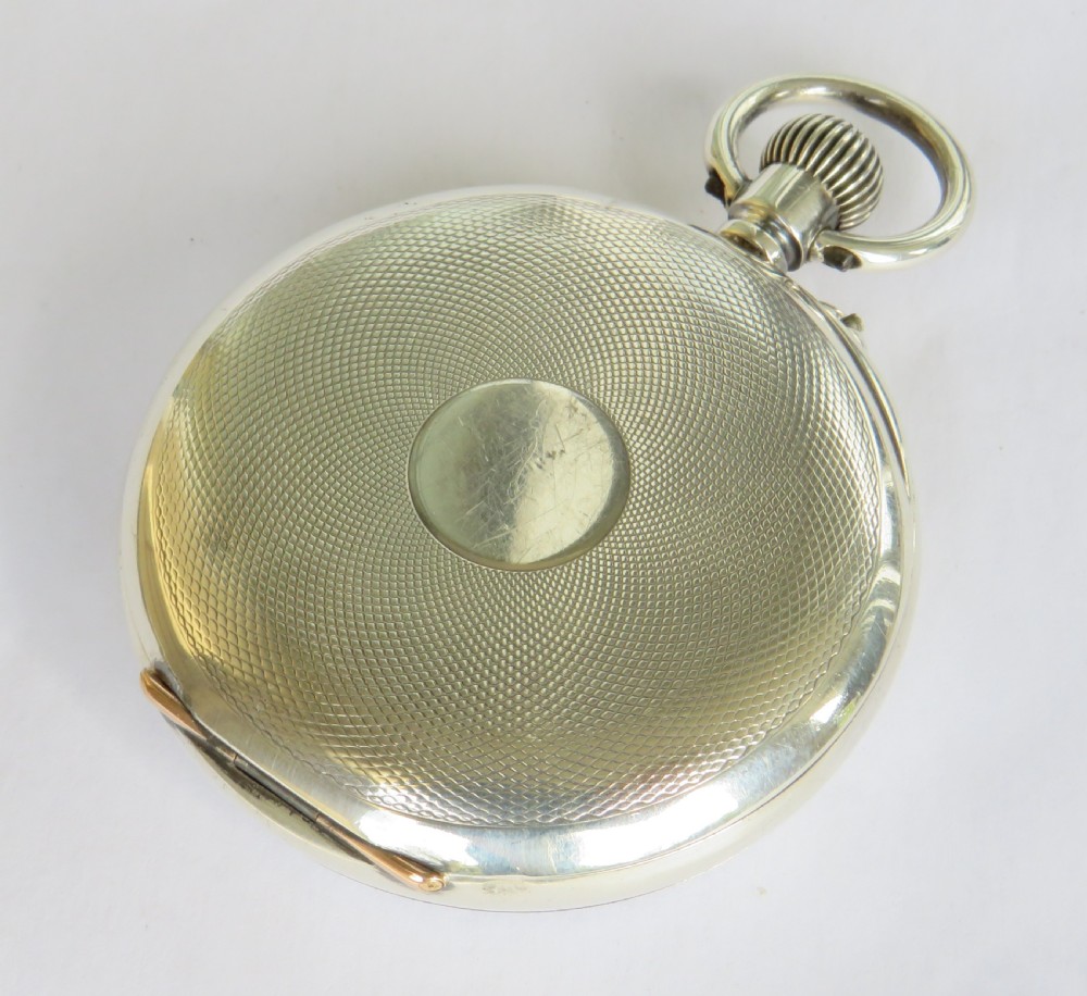Antique silver Longines pocket watch, 1911 View V