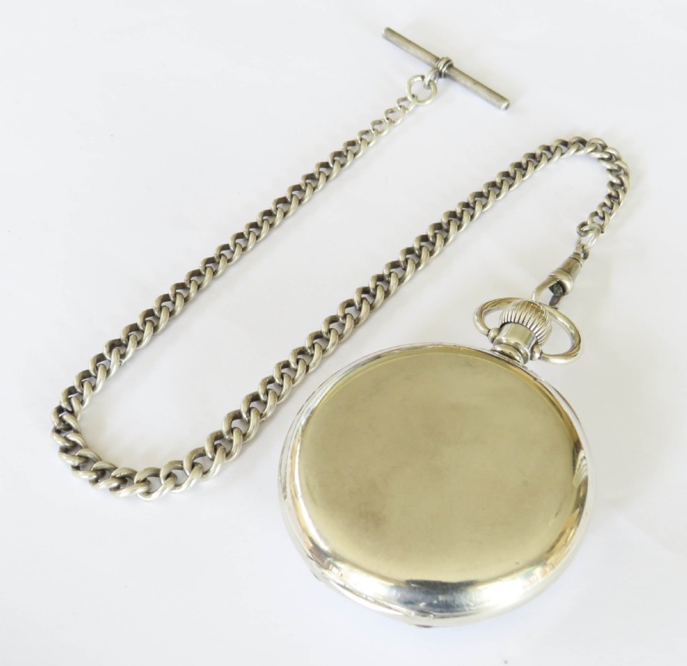 1920s silver Omega pocket watch and chain View V