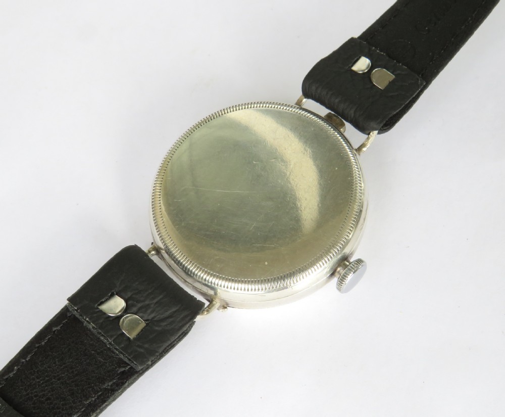 Antique silver half hunter wrist watch, 1916 View V