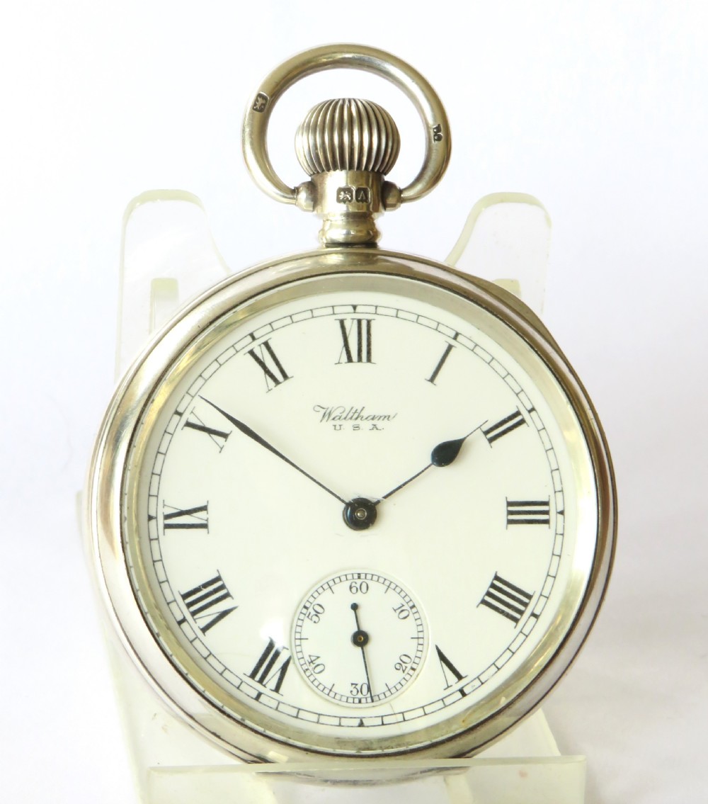 Antique silver Waltham pocket watch, 1921 View II
