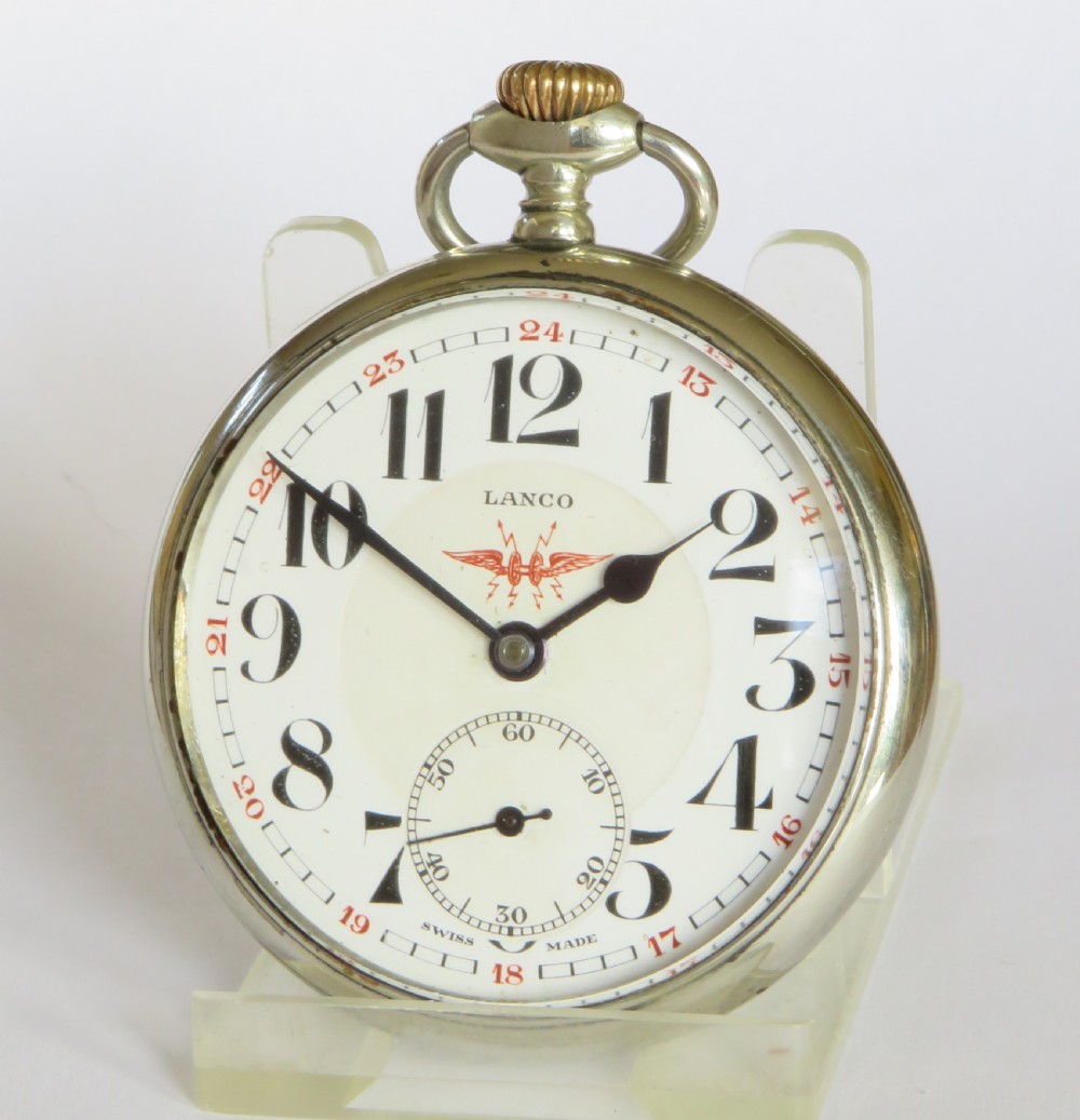 1930s Lanco locomotive pocket watch, Langendorf