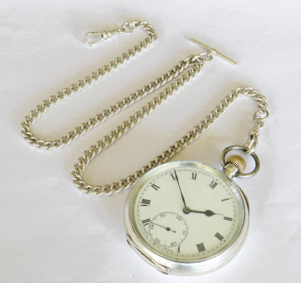 Antique silver Syren pocket watch and chain View II