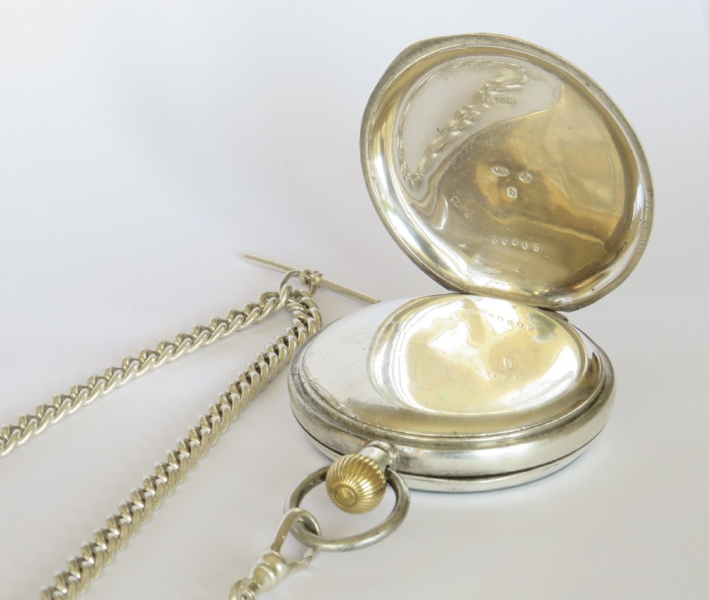 Antique silver Syren pocket watch and chain View III
