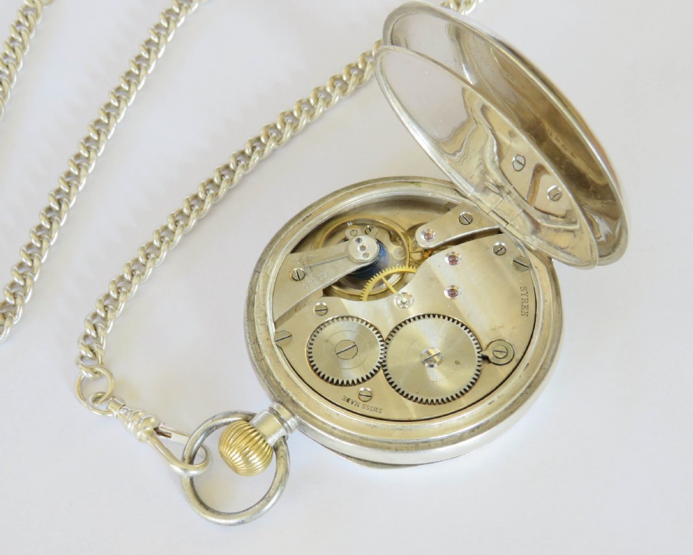 Antique silver Syren pocket watch and chain View IV