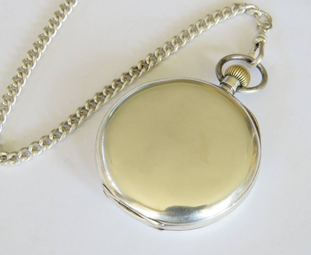Antique silver Syren pocket watch and chain View V