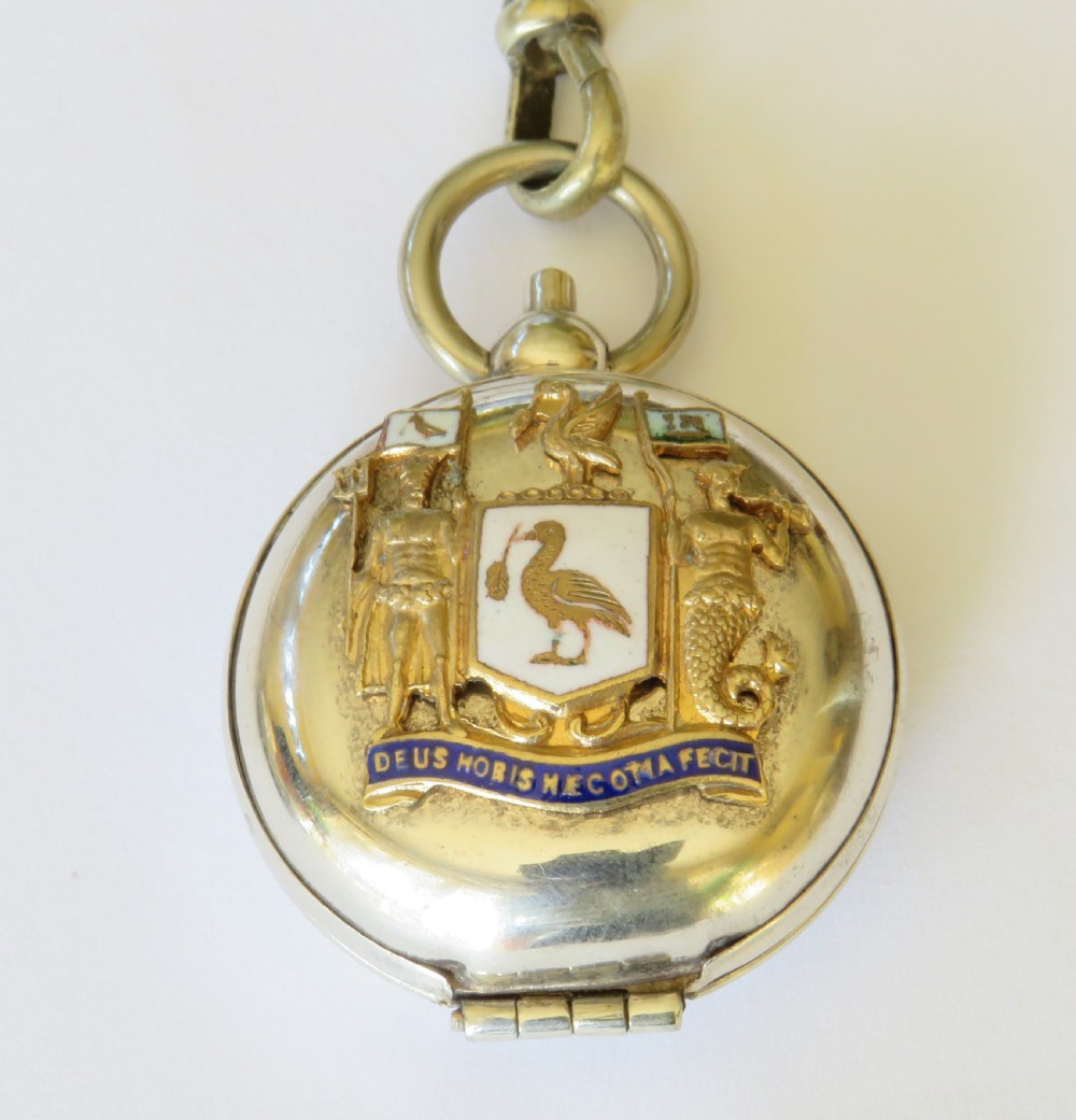 Antique Cyma pocket watch, chain and Liverpool sovereign holder View III