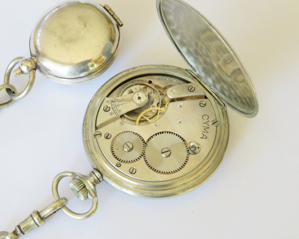 Antique Cyma pocket watch, chain and Liverpool sovereign holder View IV