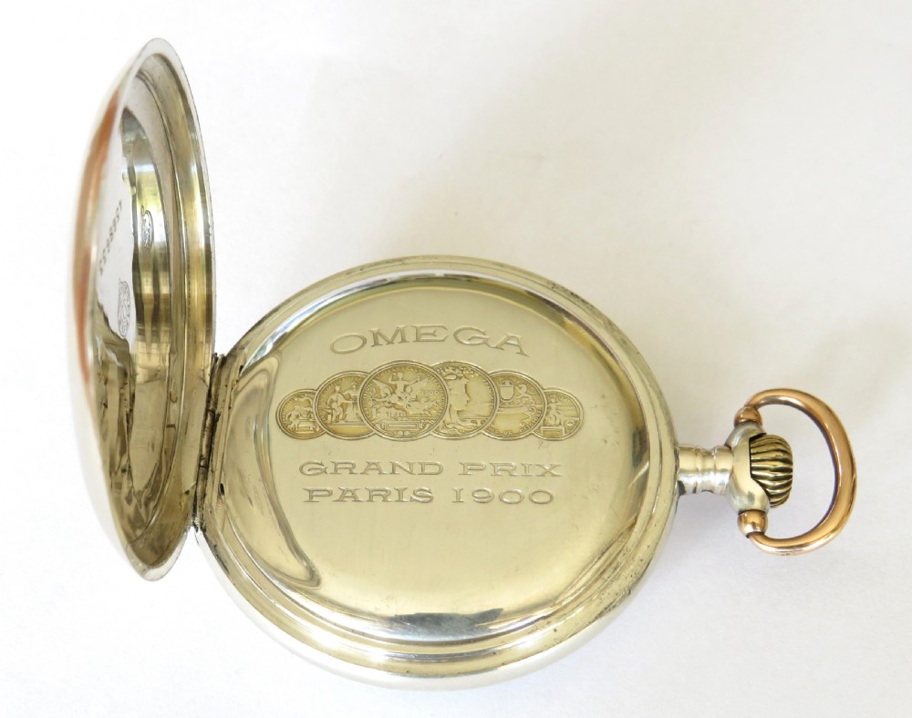 Antique silver Omega pocket watch, c1912 View III