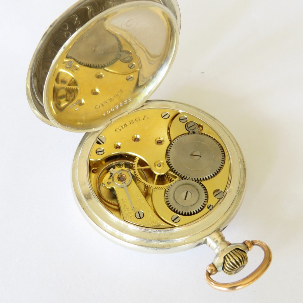 Antique silver Omega pocket watch, c1912 View V