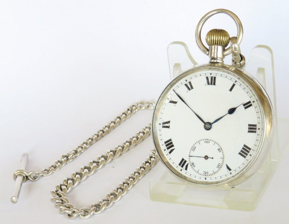 Antique Swiss silver pocket watch and chain