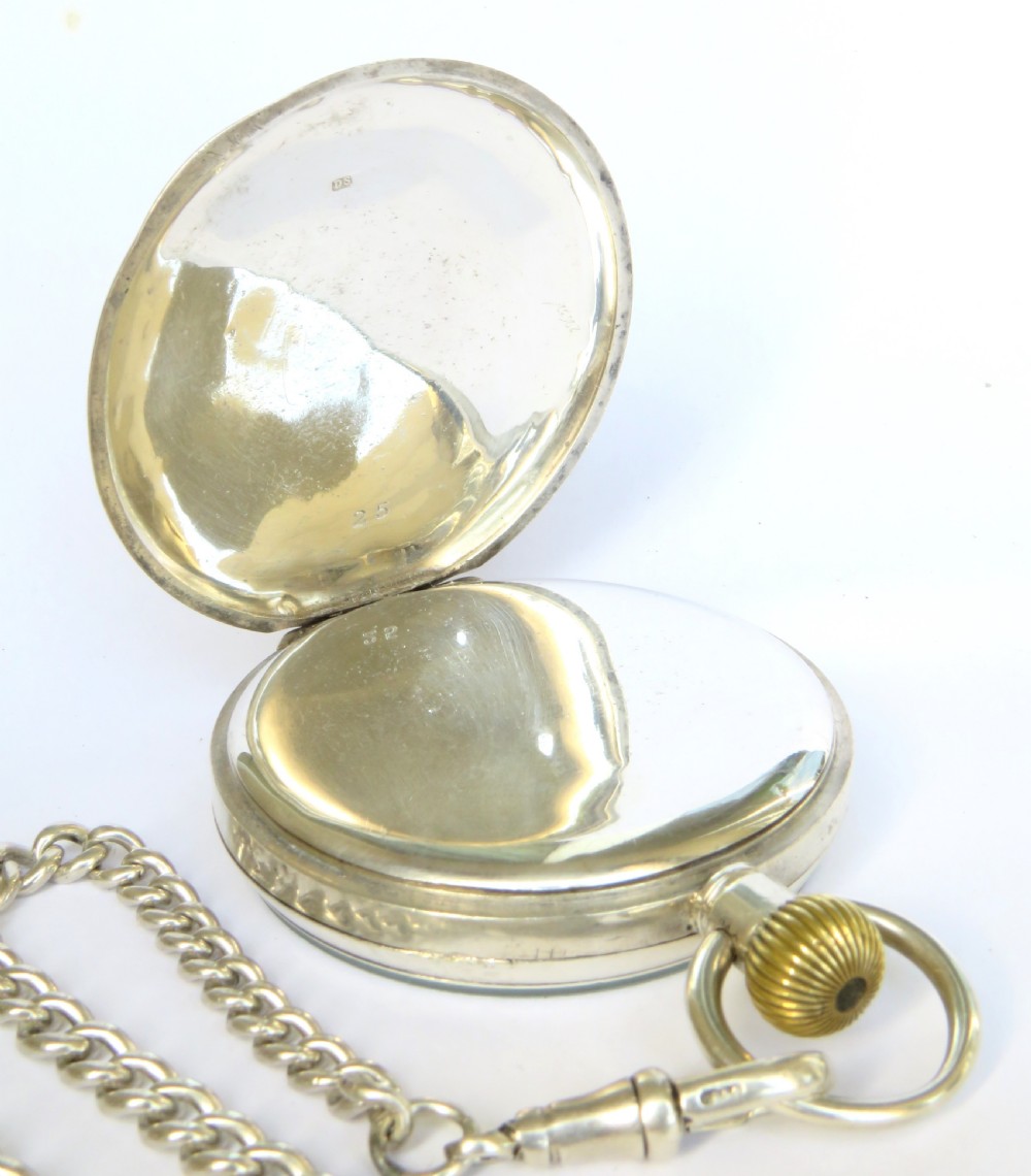 Antique Swiss silver pocket watch and chain View IV