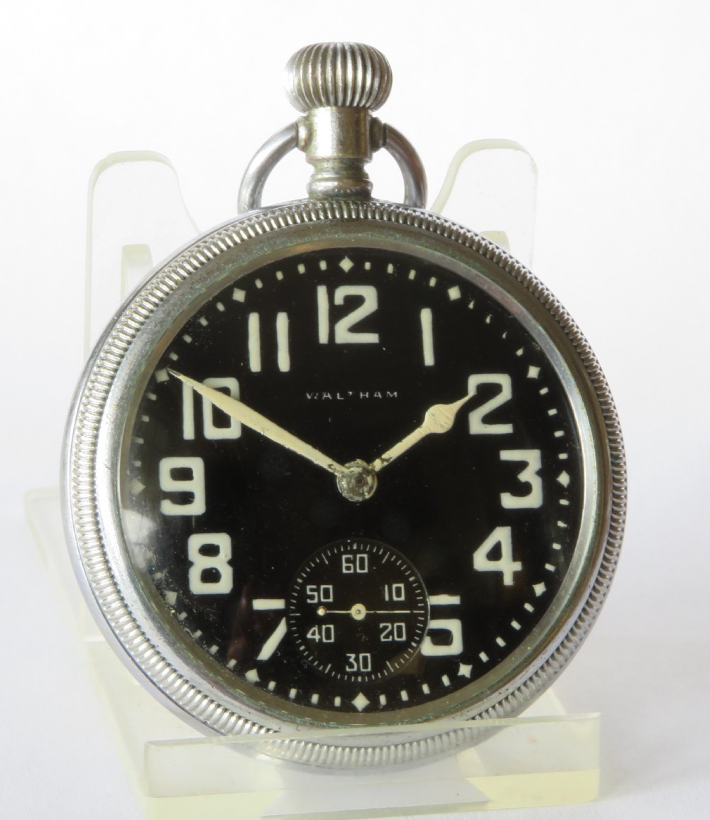 WW2 Waltham Premier military pocket watch View II