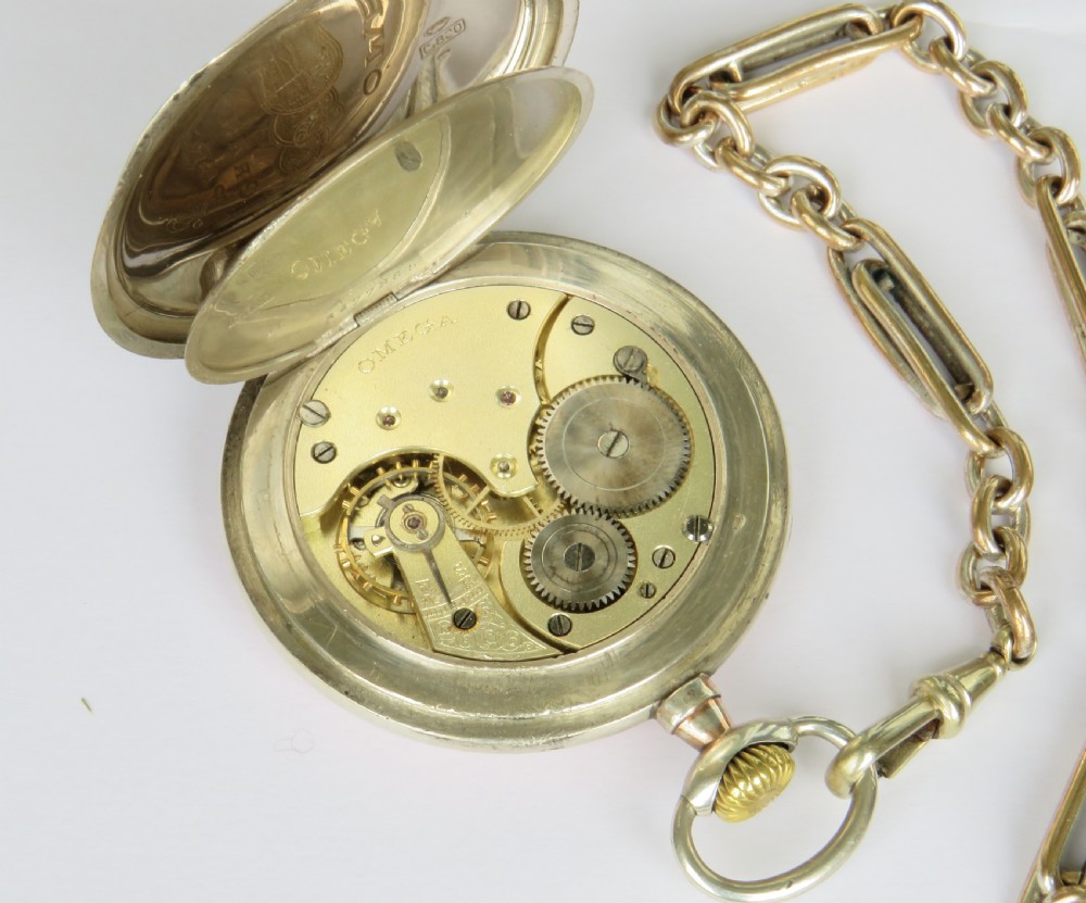 Antique silver Omega pocket watch and chain View IV