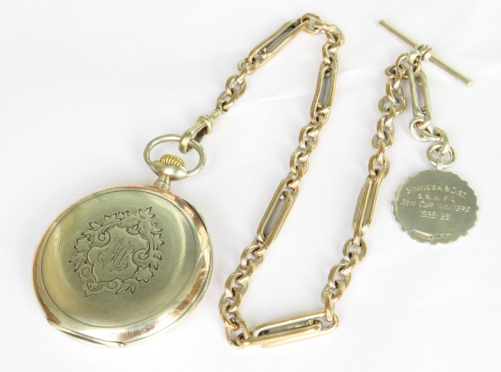 Antique silver Omega pocket watch and chain View V