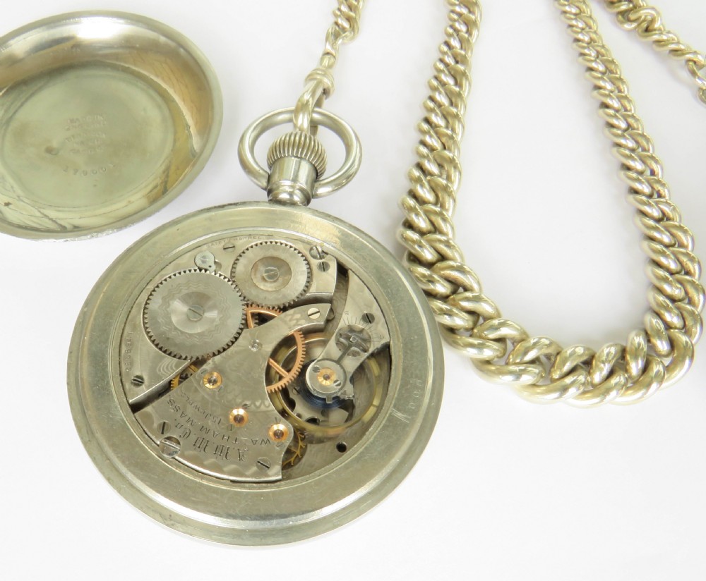 Antique Waltham pocket watch and chain View III