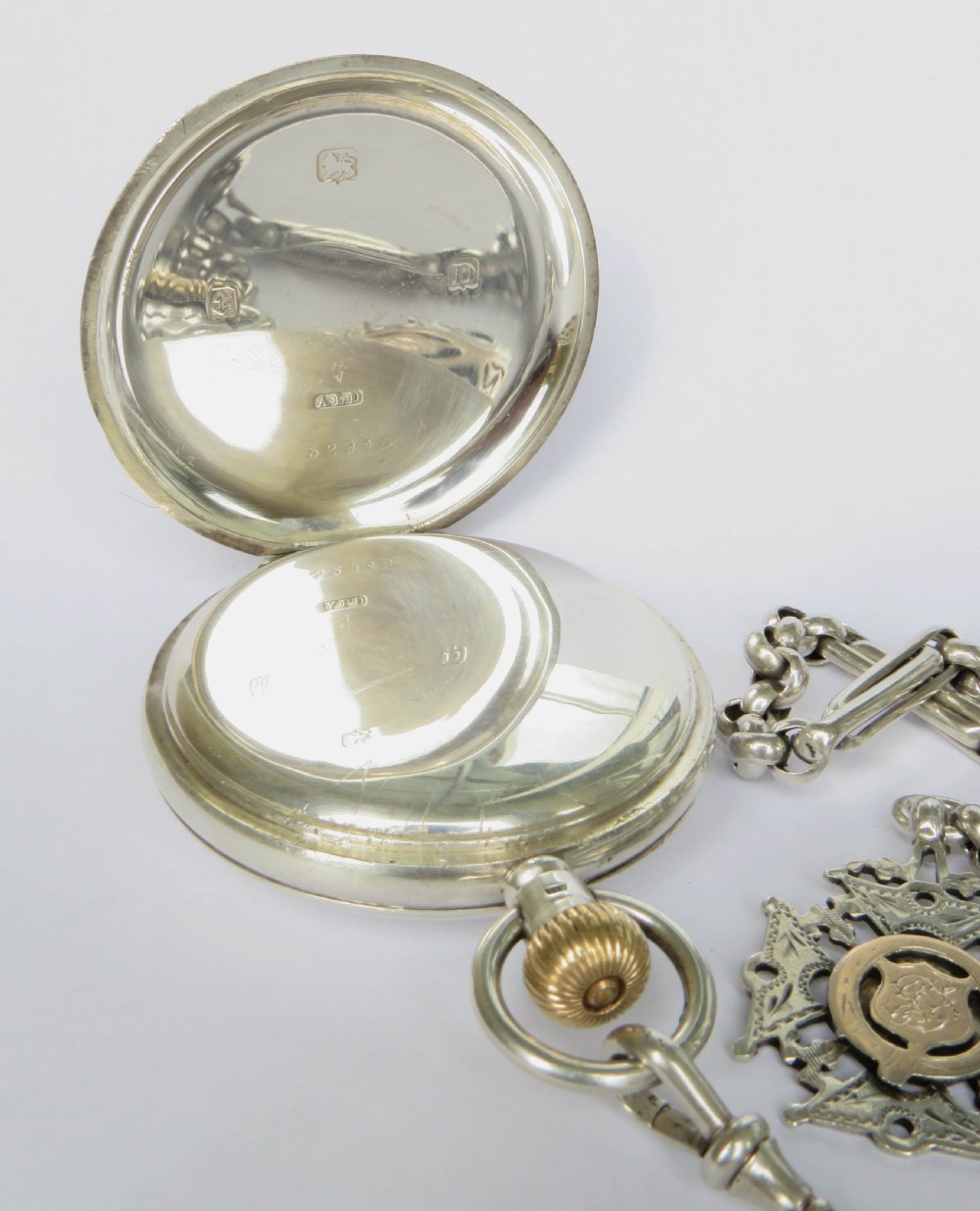 Antique silver Cortebert half hunter pocket watch, 1928 View III