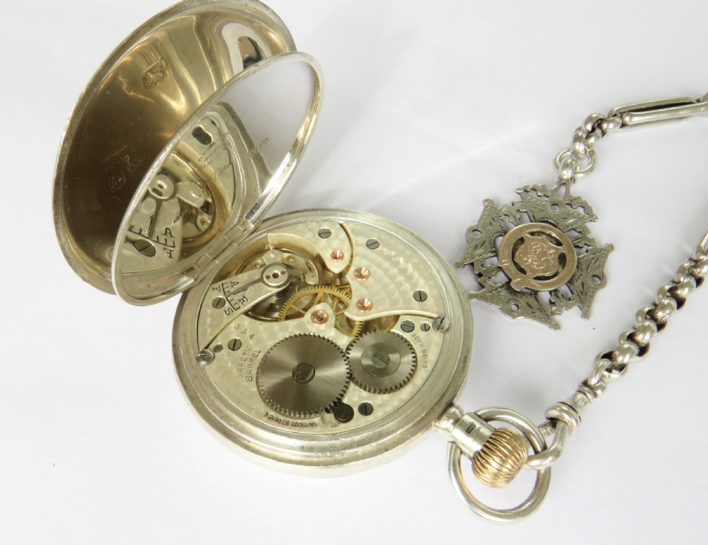 Antique silver Cortebert half hunter pocket watch, 1928 View IV