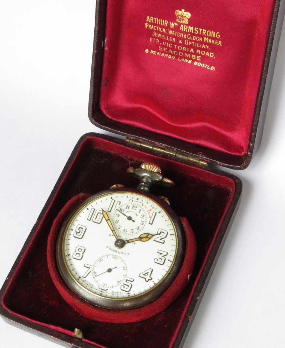 Antique “Ghandi” Zenith alarm pocket watch View II