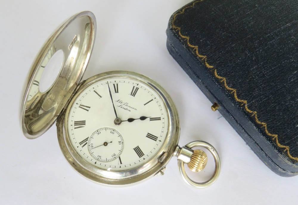 J W Benson ‘The Bank’ silver half hunter pocket watch View II