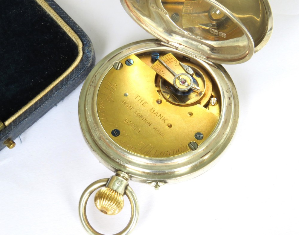 J W Benson ‘The Bank’ silver half hunter pocket watch View IV