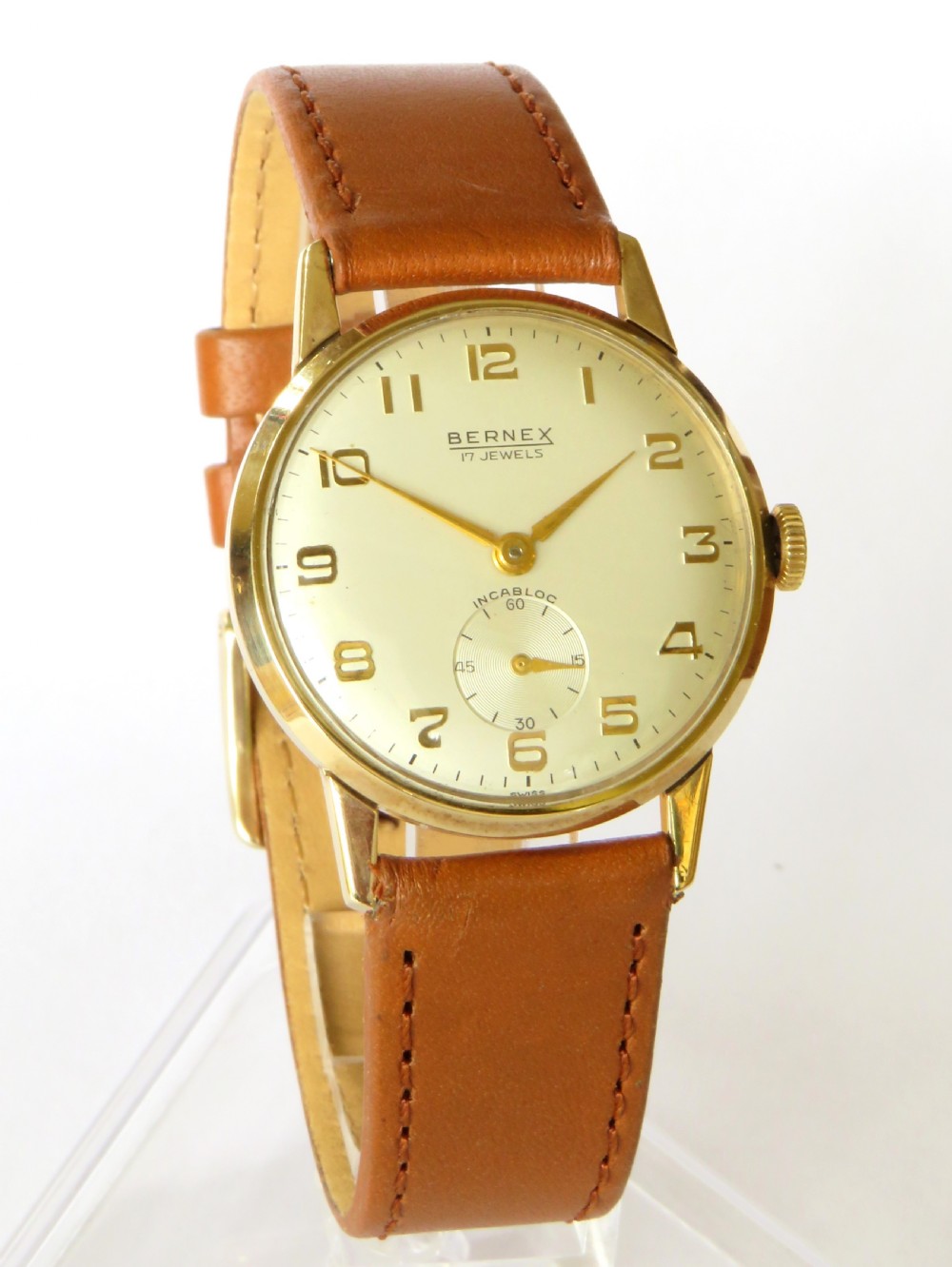 Gents 9ct gold Bernex wrist watch, 1964 View II