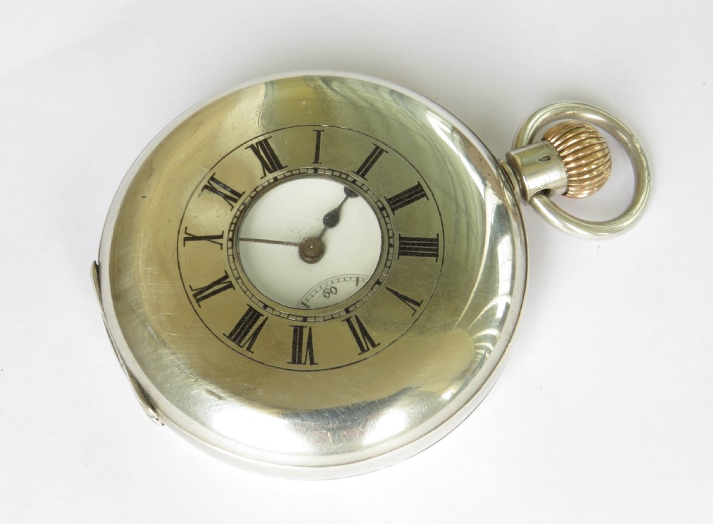 Antique silver hunter pocket watch, Crystal Palace Hotel
