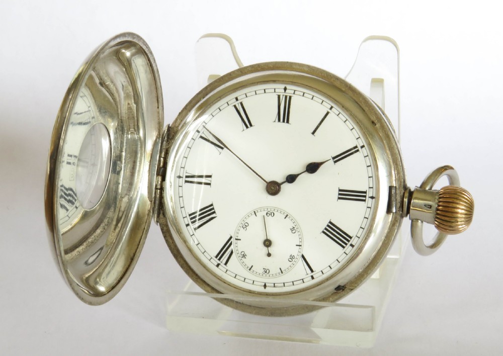 Antique silver hunter pocket watch, Crystal Palace Hotel View II