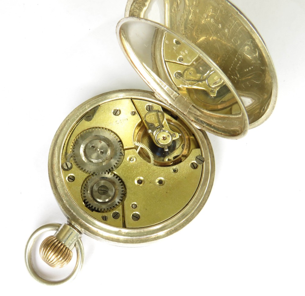 Antique silver hunter pocket watch, Crystal Palace Hotel View V