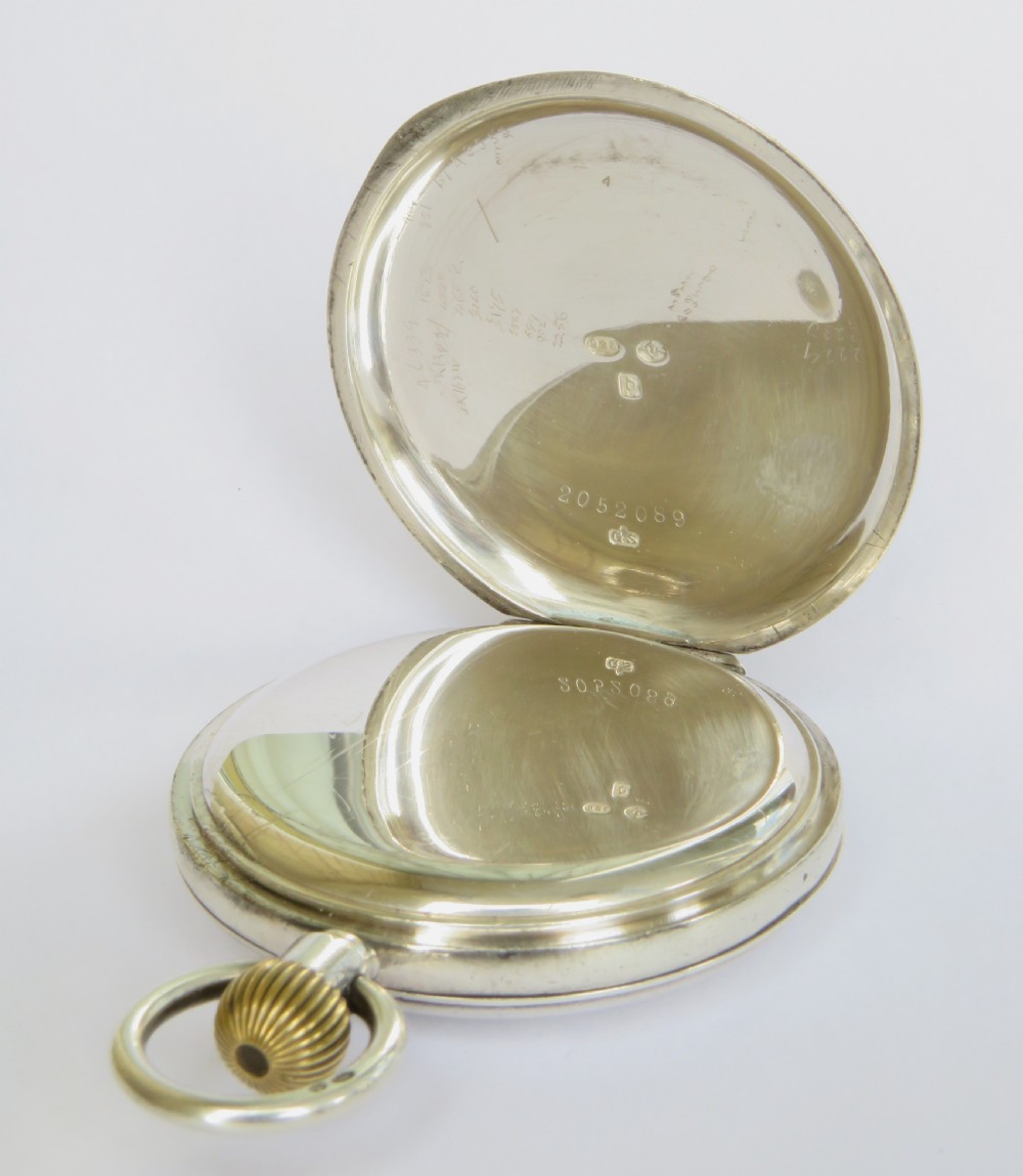 Antique silver half hunter pocket watch, 1919 View III