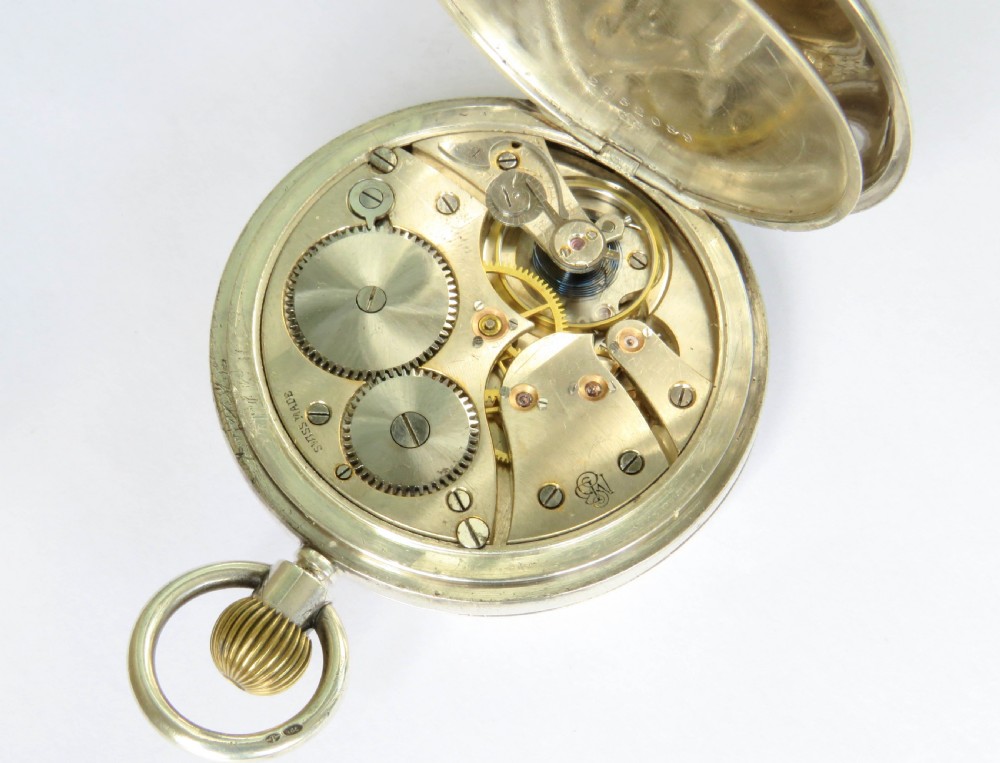 Antique silver half hunter pocket watch, 1919 View IV