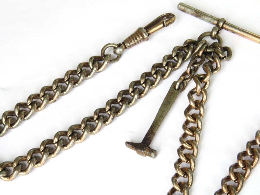 Antique Omega gun metal pocket watch and chain View V