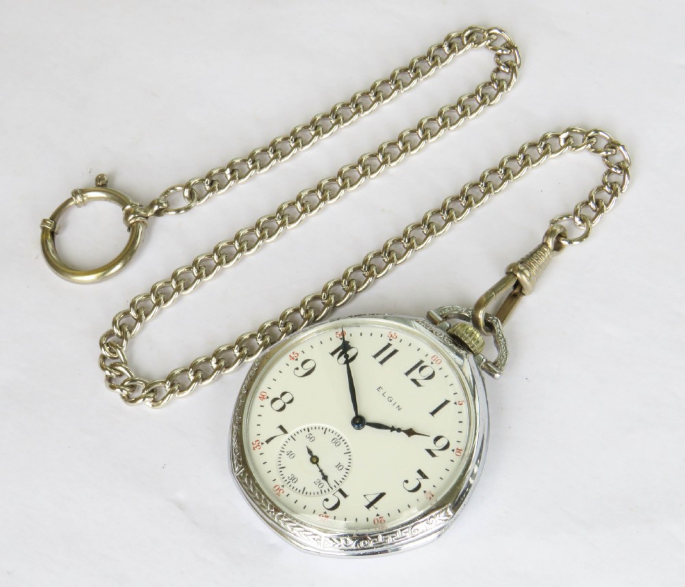 1924 Elgin pocket watch and chain View II
