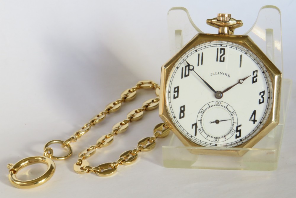 1920 Illinois pocket watch and chain