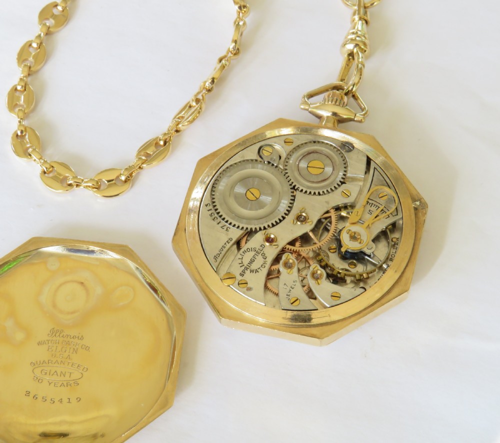 1920 Illinois pocket watch and chain View III