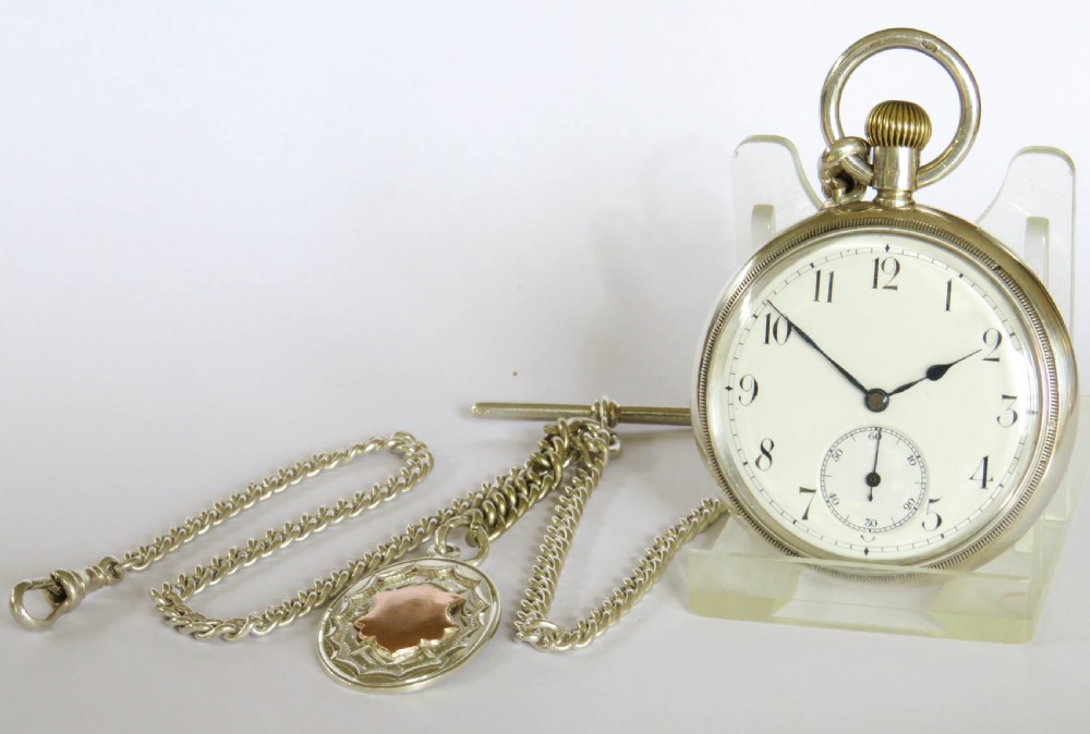 Antique silver Borgel cased Stauffer pocket watch