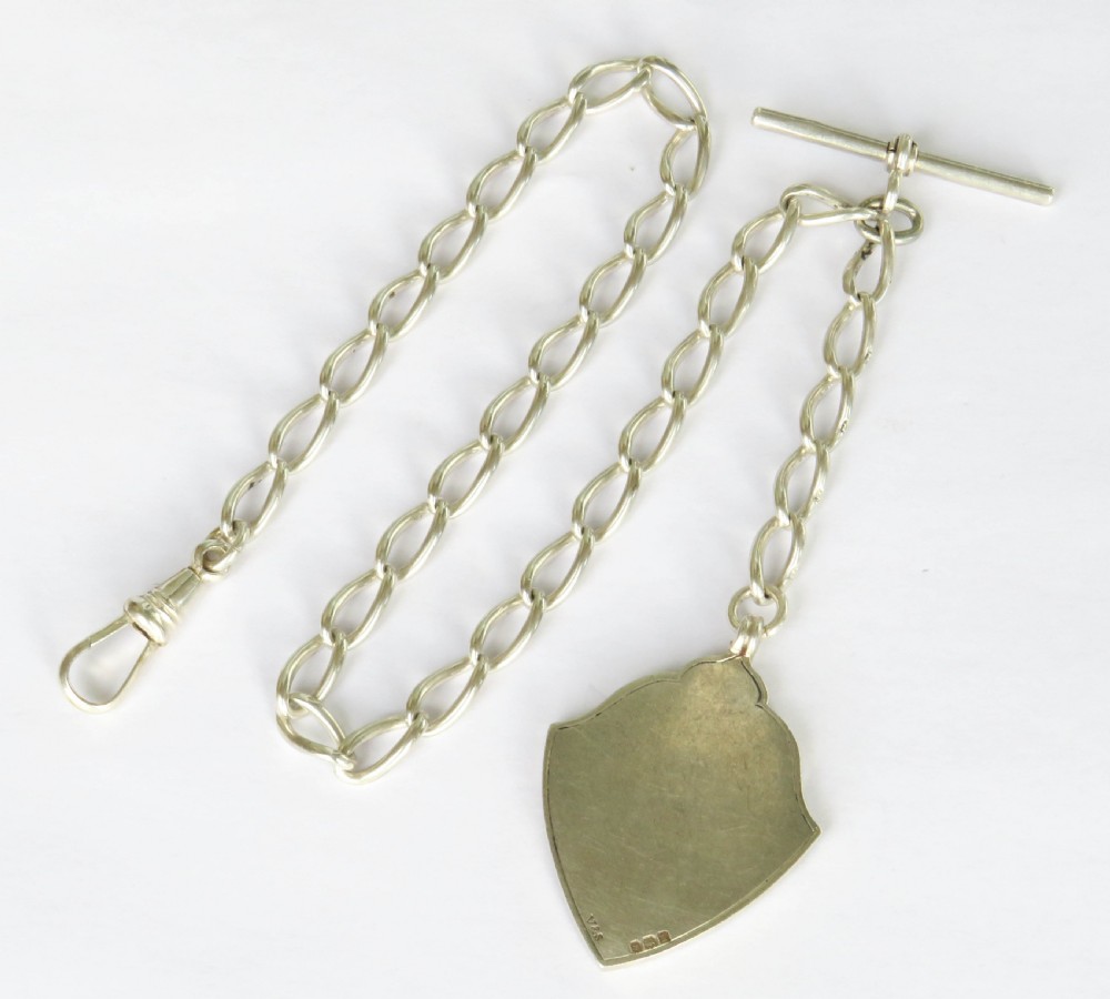 Antique silver  watch albert chain and football fob View III