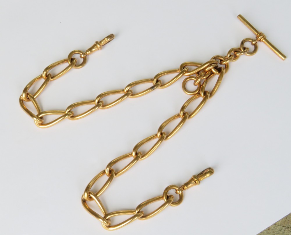 Quality antique rolled gold double watch chain, Ths Hopwood