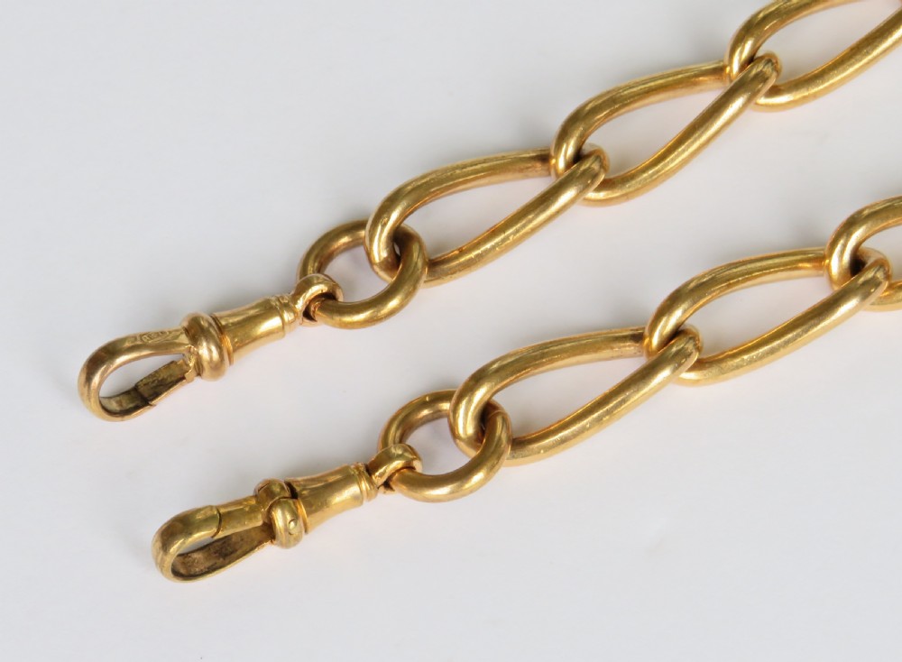 Quality antique rolled gold double watch chain, Ths Hopwood View III