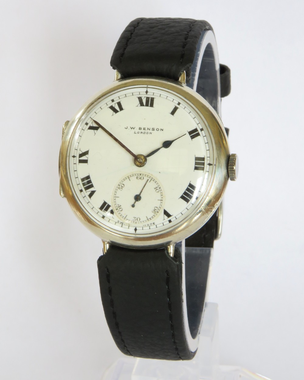 Gents J W Benson silver wrist watch, 1927