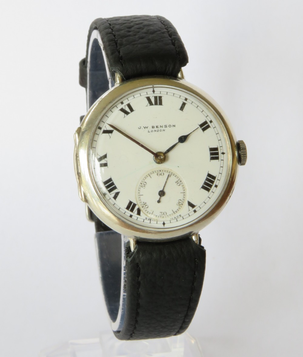Gents J W Benson silver wrist watch, 1927 View II